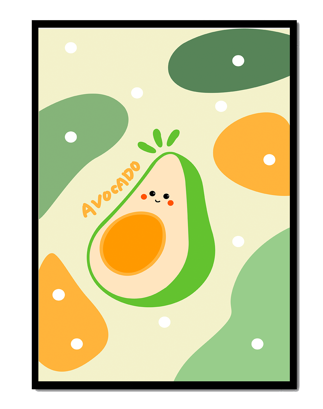 Adorable cartoon avocado design with colorful background