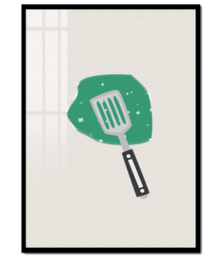 Spatula Artwork with Green Abstract Background - Mi tienda