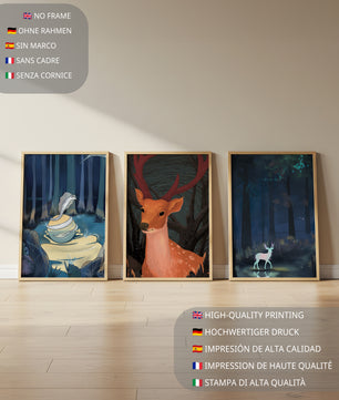 Dschungeltier-Triptychon mit künstlerischem Druck
