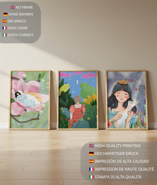 Conjunto De Tres Ilustraciones Artísticas Sin Marco
