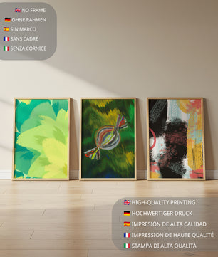 Tríptico De Arte Abstracto Sin Marco Con Impresión De Alta Calidad