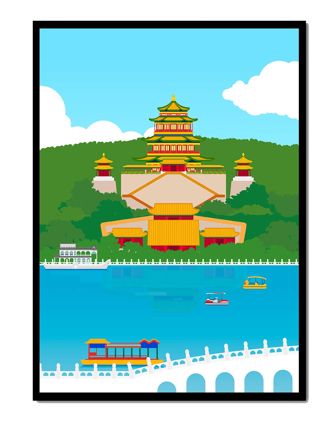 Traditional Chinese architecture by a serene lake
