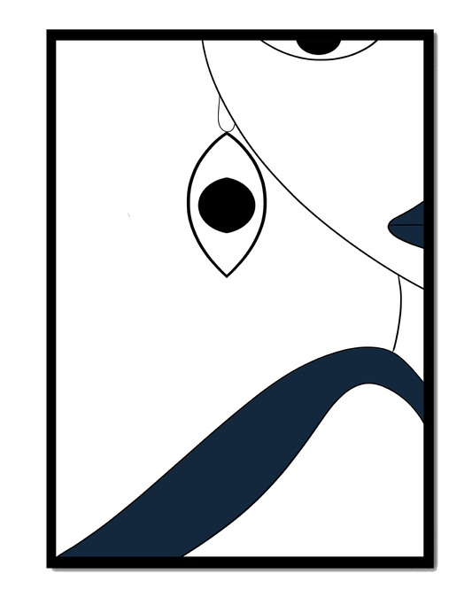 Abstract Minimalist Art with Geometric Shapes and Earring Detail