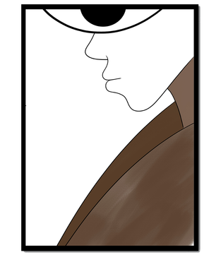 Abstract Portrait with Minimalist Lines and Brown Tones - Mi tienda