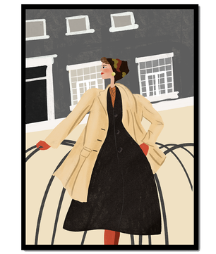 Chic Woman in Vintage Coat Posing Outdoors in Urban Setting