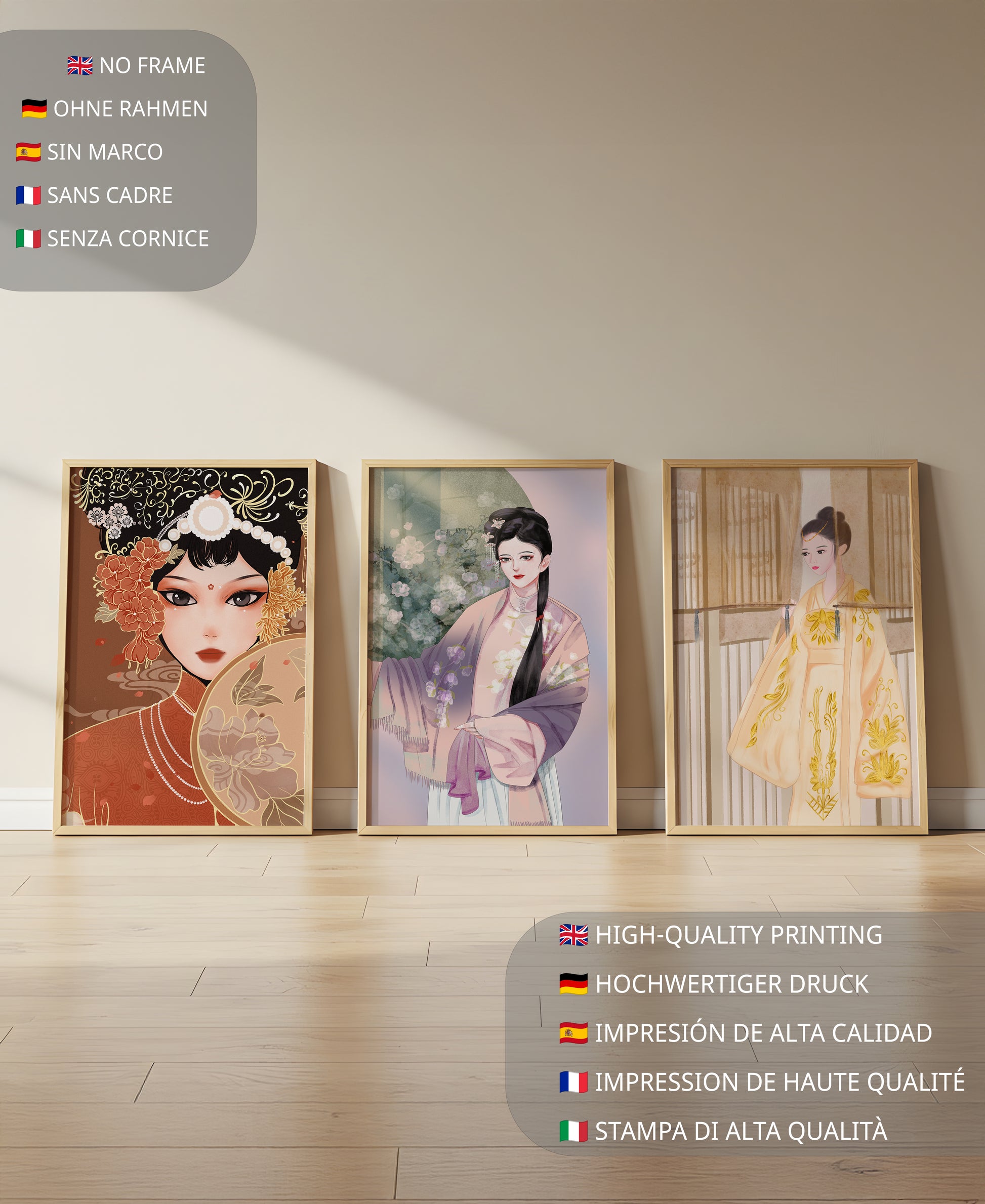 Arte Impresiones de Estilo Oriental con Temática Floral