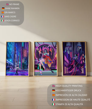 Neon-Futuristisches Triptychon rahmenlos