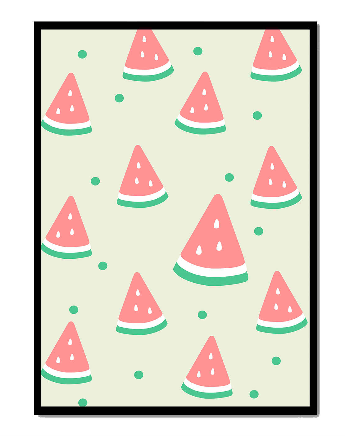 Playful pattern of watermelon slices on light background