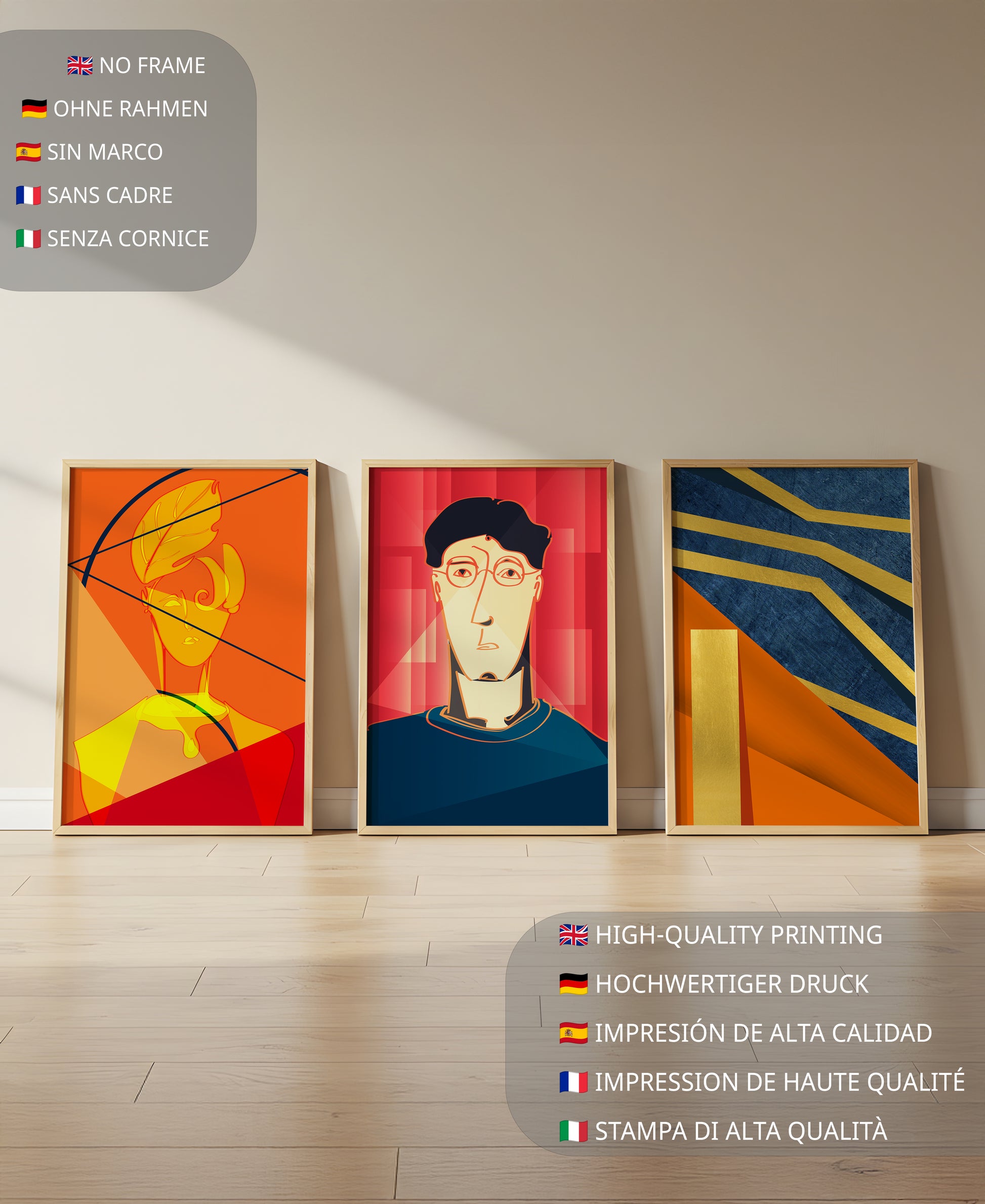 Impressions artistiques modernes avec un design abstrait et des détails géométriques