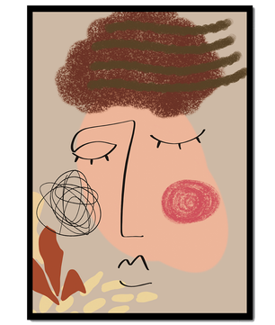 Rostro abstracto con elementos coloridos y diseño de arte lineal