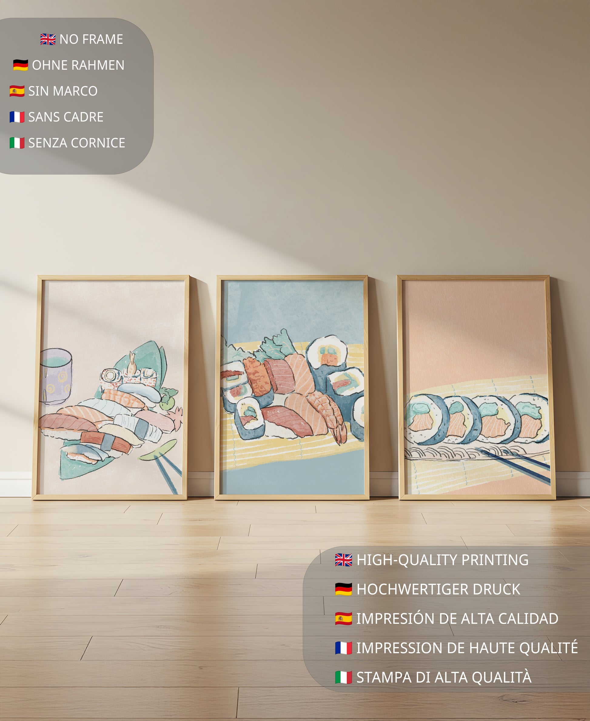 Conjunto De Impresiones De Cocina Japonesa