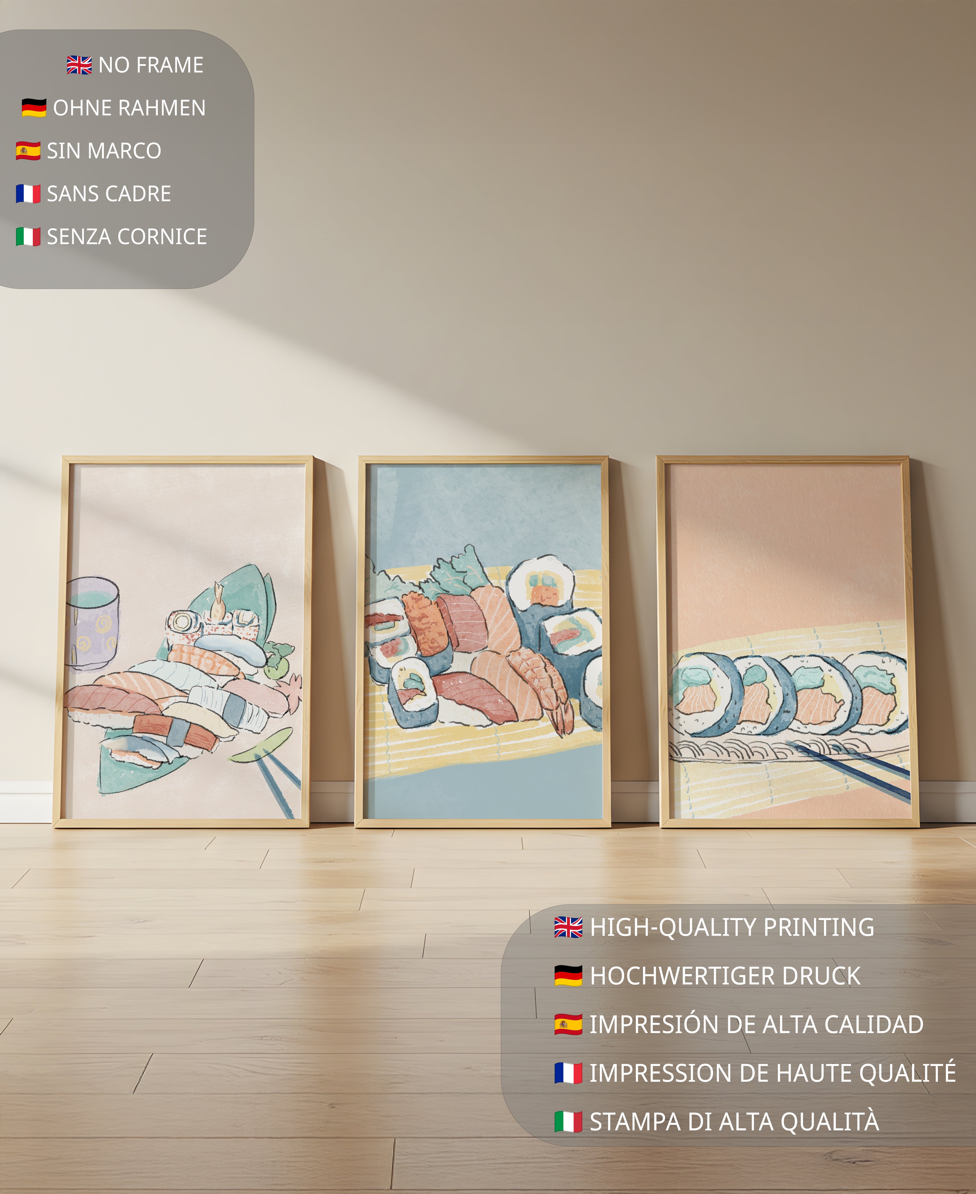 Conjunto De Impresiones De Cocina Japonesa