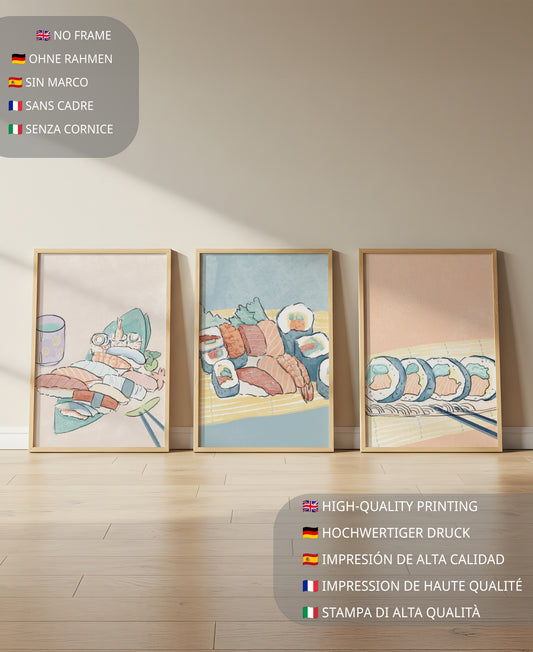 Conjunto De Impresiones De Cocina Japonesa