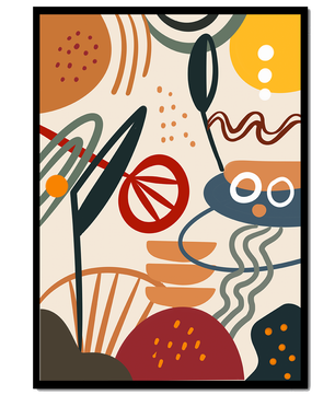 Arte geométrico abstracto con patrones y colores audaces