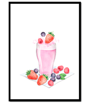 Refreshing berry smoothie with fresh strawberries and blueberries