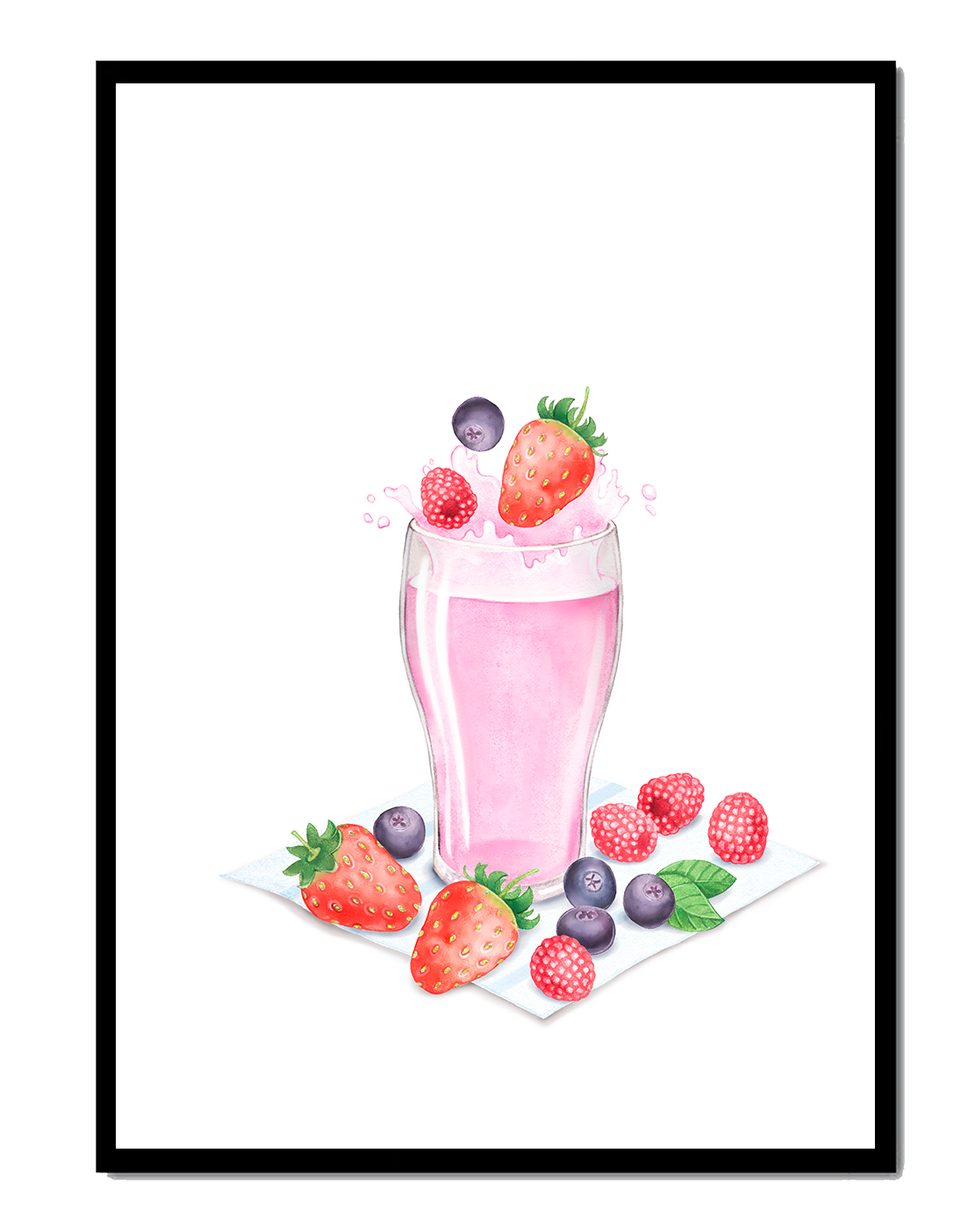 Refreshing berry smoothie with fresh strawberries and blueberries