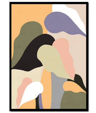 Abstract organic shapes in pastel colors with textured background