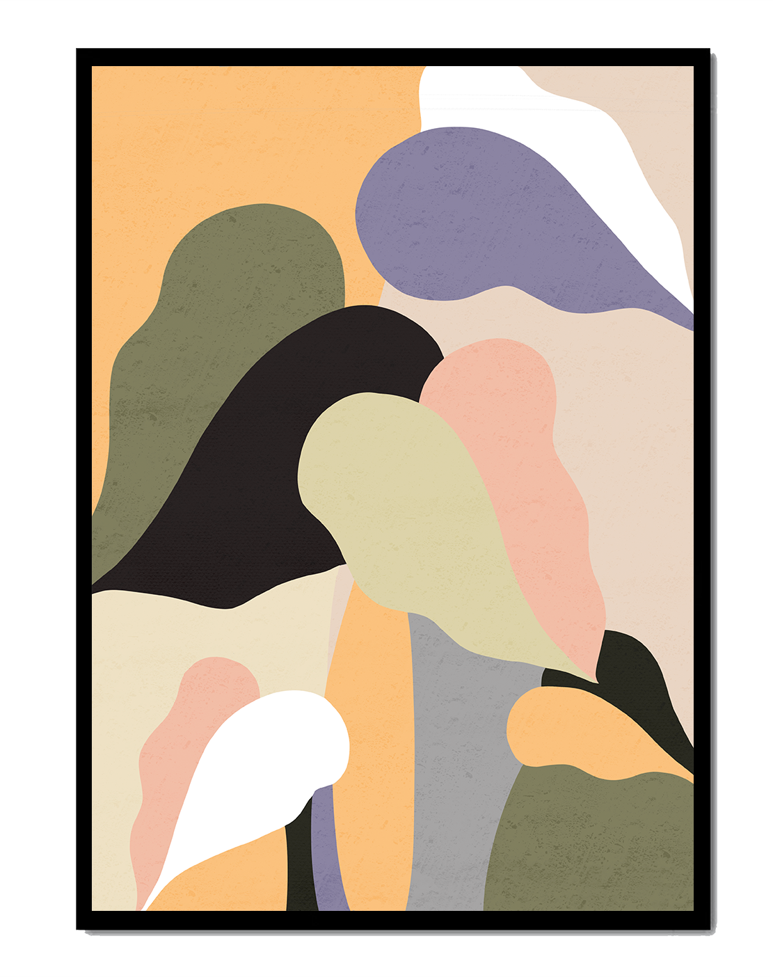 Abstract organic shapes in pastel colors with textured background