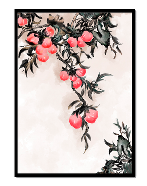 Watercolor Floral Illustration with Red Berries on Branch - Mi tienda