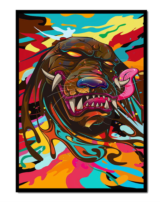 Colorful Abstract Lion Head with Vibrant Swirls