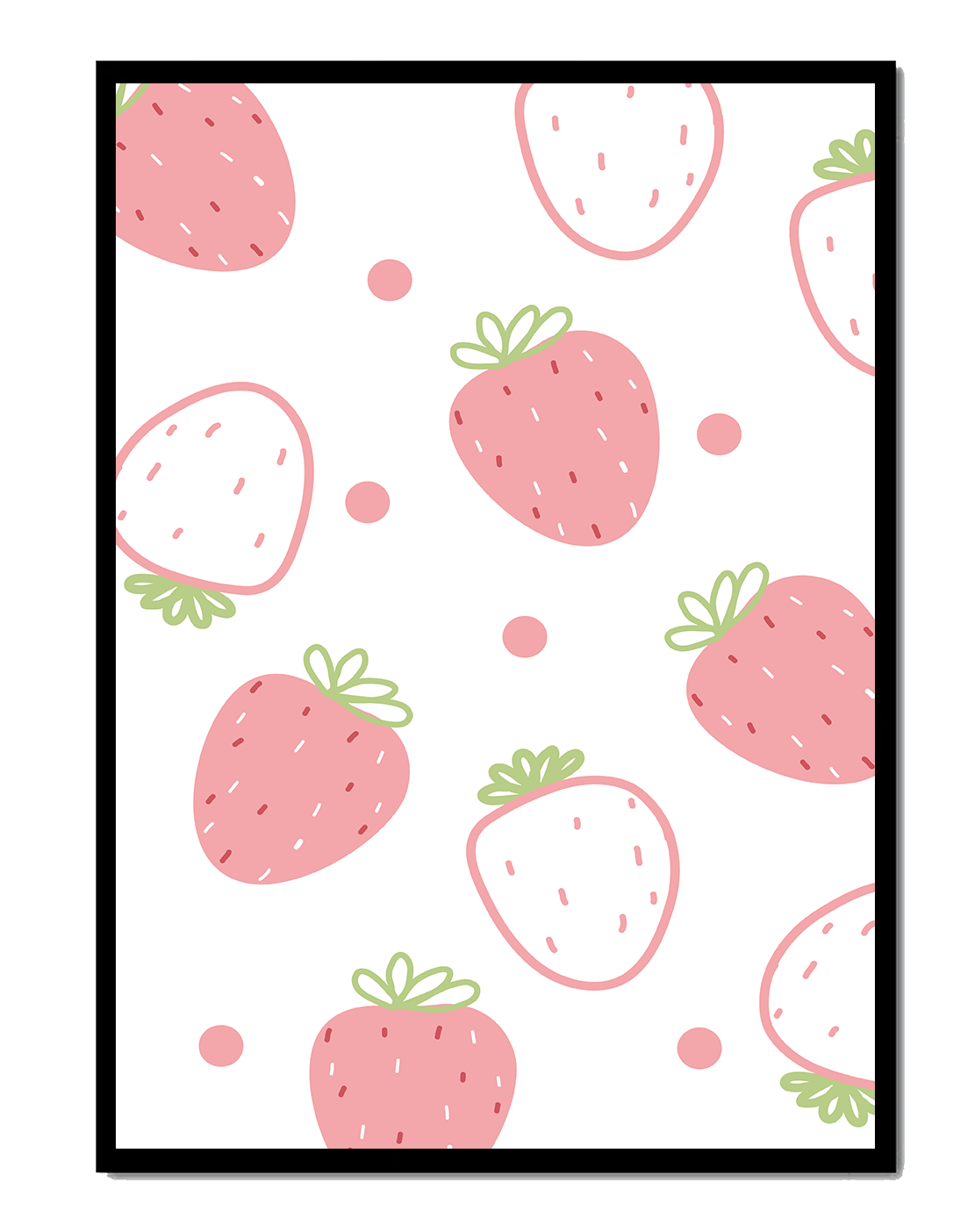 Playful strawberry pattern with pink and white design