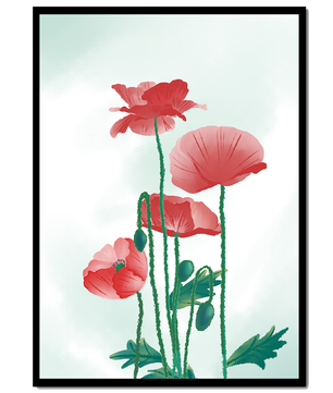 Red Poppies in Minimalist Natural Setting