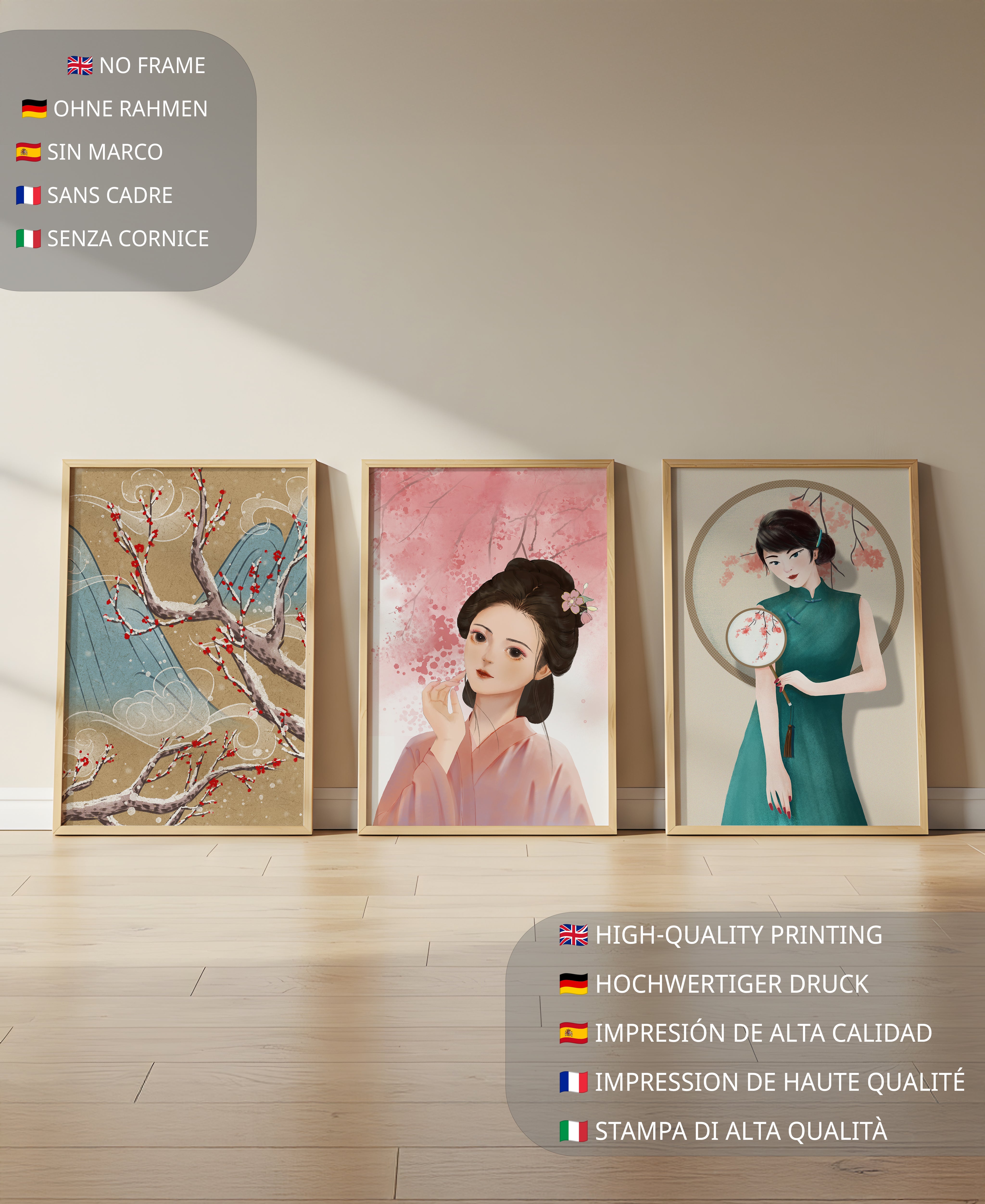 Elegante Arte Asiático en Estilo Moderno