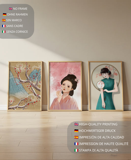 Elegante Arte Asiático en Estilo Moderno