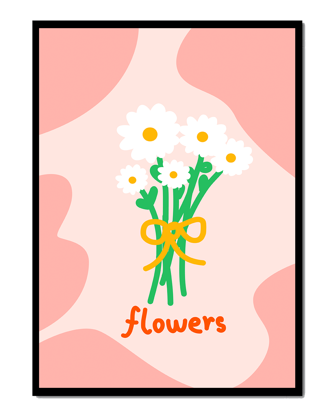Charming floral bouquet illustration with daisies and a pink background