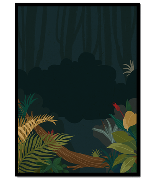 Illustrated Jungle Landscape with Lush Foliage