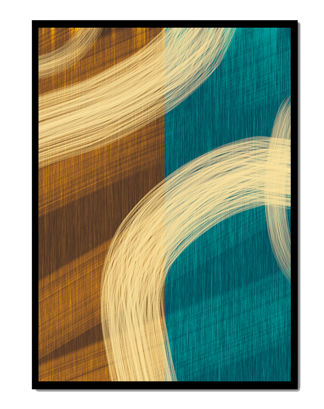Abstract art with flowing brushstrokes and textured color contrast