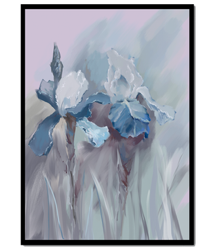 Delicate blue and white floral painting with soft brush strokes