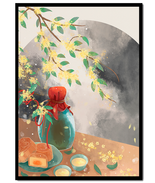 Traditional Mid-Autumn Festival Setting with Mooncakes and Tea