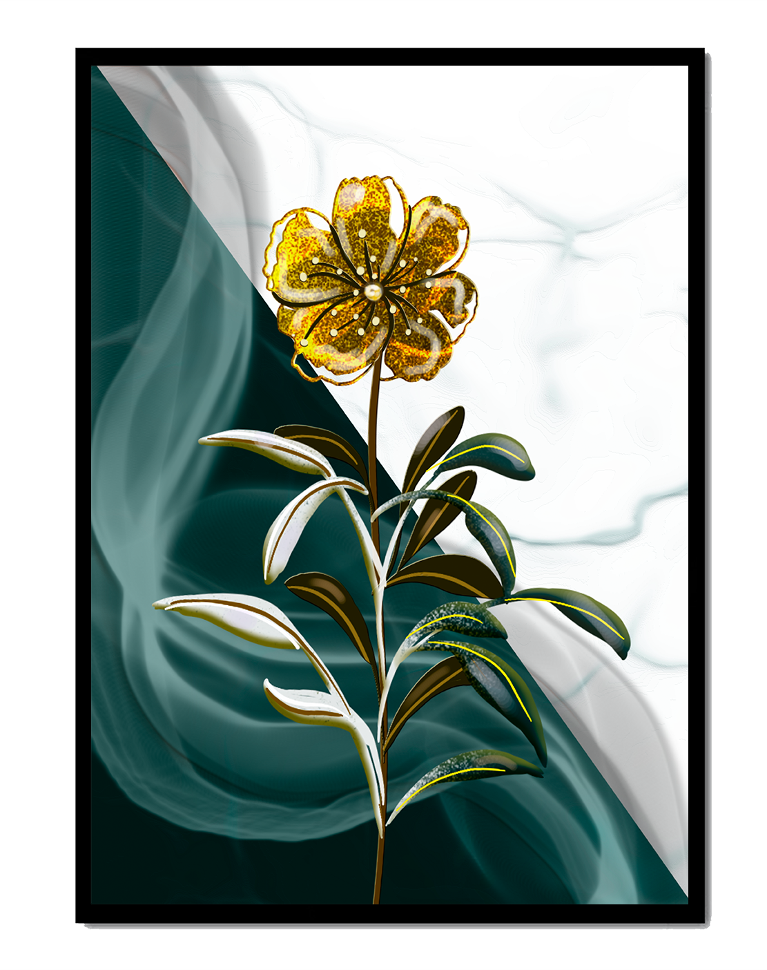 Elegant golden flower art with abstract background