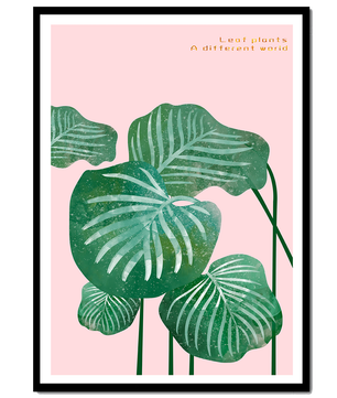 Abstract Botanical Green Leaves On Pink Background - Mi tienda