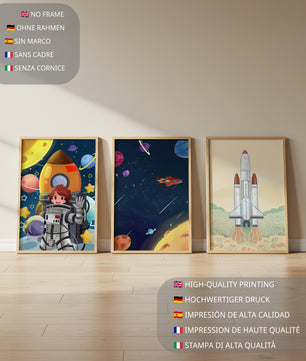 Astronautes et vaisseaux spatiaux dans des illustrations modernes