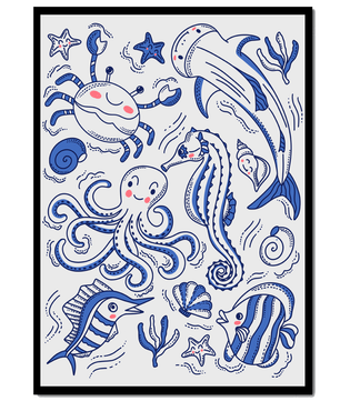 Underwater Marine Life Theme with Cartoon Sea Creatures