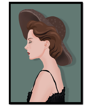 Elegant Woman in Profile with Stylish Hat - Mi tienda