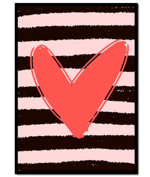 Heart on Striped Background: Modern Decorative Art - Mi tienda