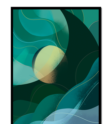 Abstract green and blue fluid shapes with gradient effect