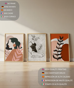 Triptyque d'art minimaliste dans des tons terreux