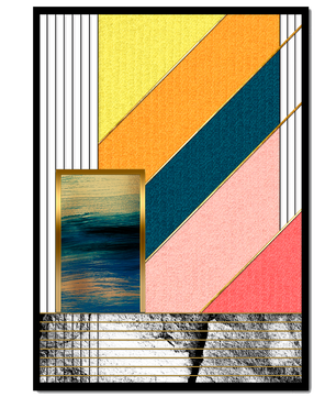 Abstract geometric art with textured colors and gold accents - Mi tienda