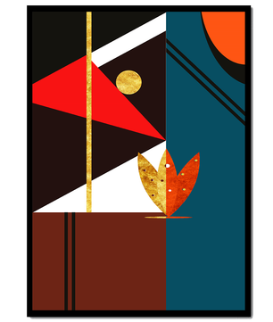 Arte abstracto geométrico con dorado y formas audaces