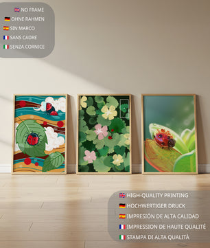 Tríptico De Mariquitas En Estilo Natural Moderno