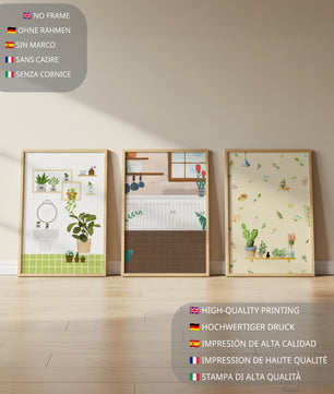 Art mural sur le thème des plantes et cuisine moderne