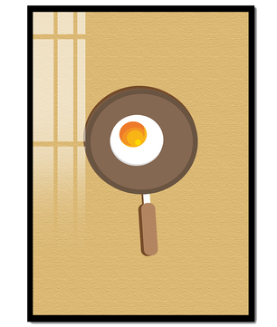 Fried Egg in a Pan on a Light Brown Background - Mi tienda
