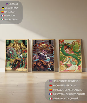 Impressions artistiques de style fantastique présentées dans des intérieurs modernes