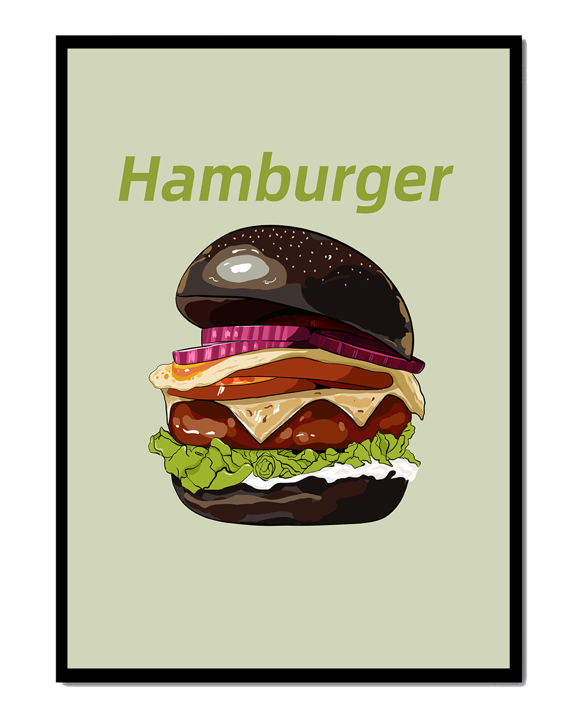 Delicious hamburger illustration with vibrant ingredients