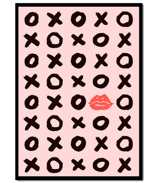 Playful Pink Pattern with XOXO and Lip Print - Mi tienda
