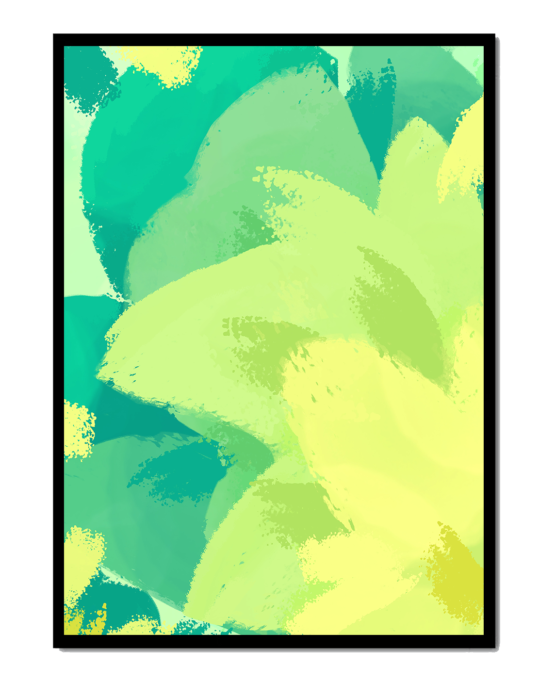 Abstract green and yellow brushstroke painting
